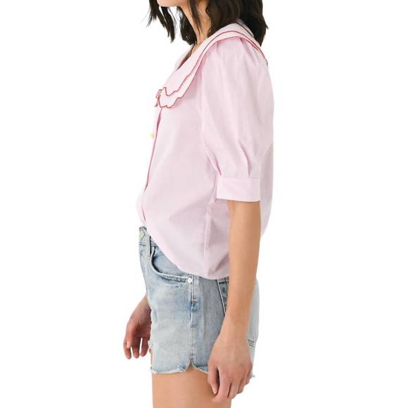 NEW LA VESTE tea time shirt in light pink stripe - Picture 2 of 3